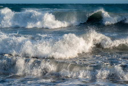 Mediterranean sea. Scenic view of waves splashing