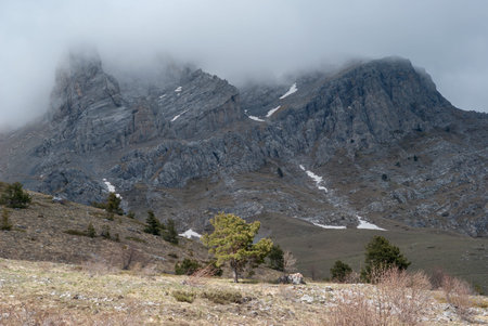 Landscape from Ligurian mountains part of Italian Alpsの写真素材