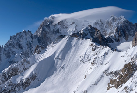 Mountain scenery, Mont Blanc range, Aosta Valley, Italyの写真素材