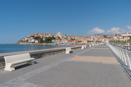 Italian Riviera. Seafront at the tourist resort town Imperiaの写真素材