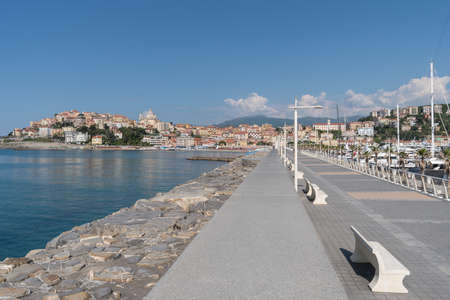 Italian Riviera. Seafront at the tourist resort town Imperiaの写真素材