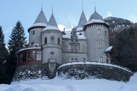Savoia Castle, Gressoney Saint Jean, Aosta, Italyのeditorial素材