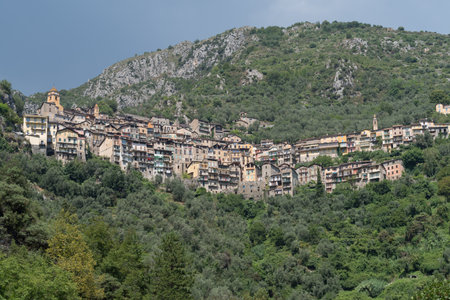 Saorge medieval village, Alpes Maritimes, Franceのeditorial素材