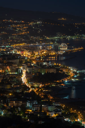 Sanremo by night. Liguria region of Italyのeditorial素材