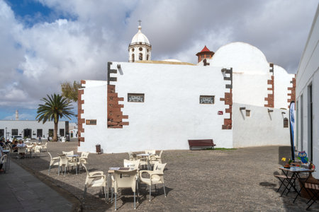 Teguise, Lanzarote, Spain - October 23, 2018: Typical street and architecture of Teguise on Lanzarote. Canary Islandsのeditorial素材