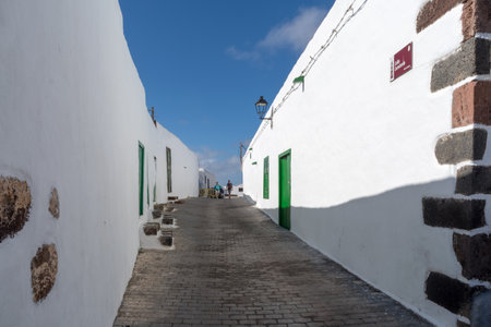 Teguise, Lanzarote, Spain - October 28, 2018: Typical street and architecture of Teguise on Lanzarote. Canary Islandsのeditorial素材