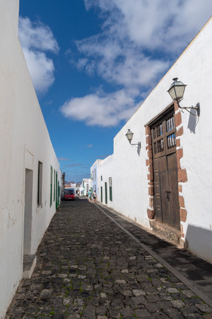 Teguise, Lanzarote, Spain - October 28, 2018: Typical street and architecture of Teguise on Lanzarote. Canary Islandsのeditorial素材