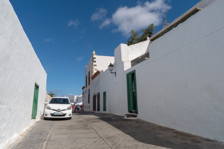 Teguise, Lanzarote, Spain - October 28, 2018: Typical street and architecture of Teguise on Lanzarote. Canary Islandsのeditorial素材