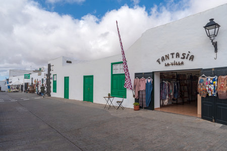 Teguise, Lanzarote, Spain - October 23, 2018: Typical street and architecture of Teguise on Lanzarote. Canary Islandsのeditorial素材