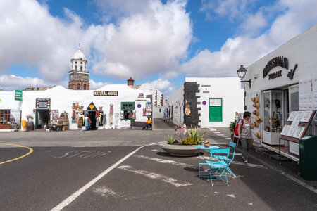 Teguise, Lanzarote, Spain - October 23, 2018: Typical street and architecture of Teguise on Lanzarote. Canary Islandsのeditorial素材