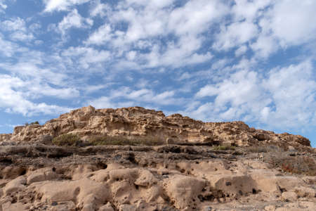 Limestone cliffs, Ajuy, Fuerteventura, Canary Islands, Spain,の写真素材