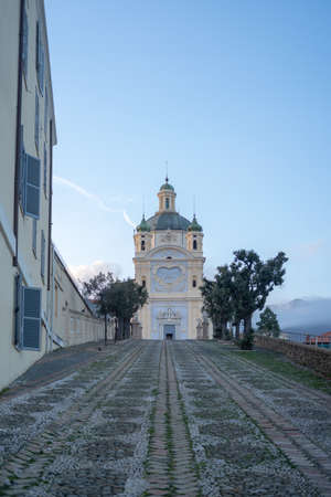 View of Madonna della Costa Sanctuary San Remo, Italyの写真素材