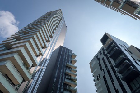 Milan, Italy - April 13, 2019: Residential buildings in Porta Nuova district, near Milan Porta...
