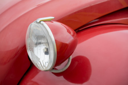 Imperia, Italy - May 19, 2019: Close up detail of a classic old car CitroeÌn 2CV parked in a street in Imperia during raid of vintage carsのeditorial素材