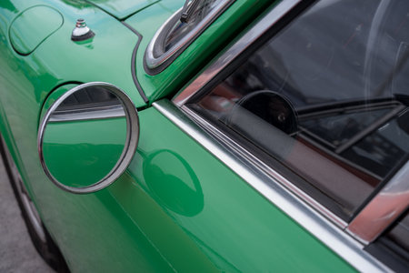Imperia, Italy - May 19, 2019: Close up detail of Porshe 911 Carrera parked in a street in Imperia during raid of vintage carsのeditorial素材