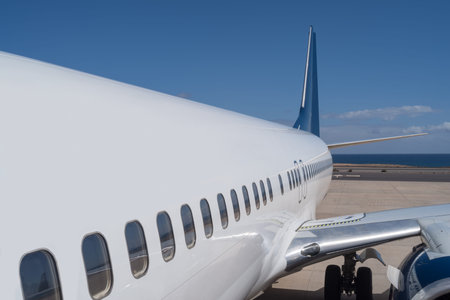 Aircraft on the steering track at the airport 