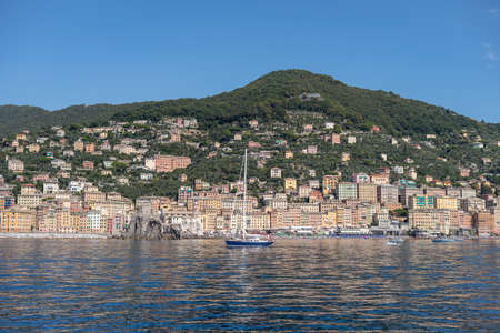 Camogli view from the sea, Liguria, Italyの写真素材
