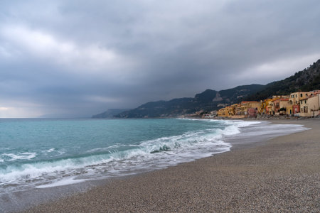 Varigotti beautiful village and tourist destination in Liguria region, Italyの写真素材