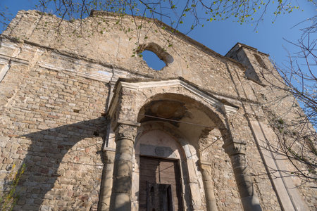Ruins of church destroyed by earthquake,  Baiardo, Province of Imperia, Italyのeditorial素材