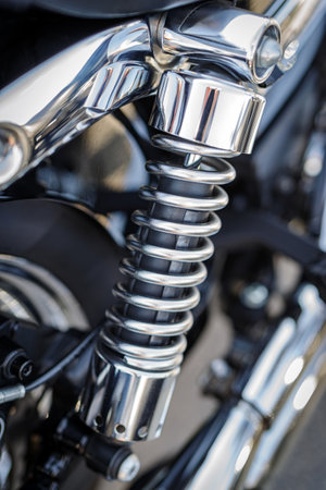 Motorcycle shock absorbers in chromeの写真素材