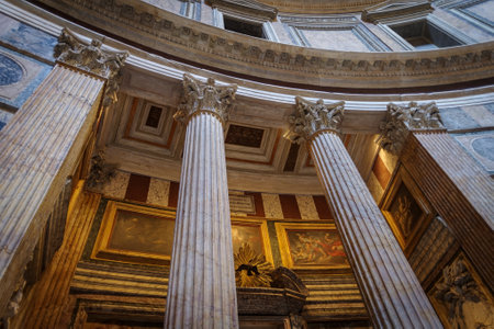 Rome, Italy - June 14, 2021: Interior view of the Pantheon in Rome, UNESCO World Heritage Siteのeditorial素材