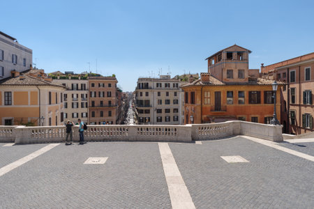 Rome, Italy - June 12, 2021: Terrace of Piazza di Spagna with city view, is one of the most famous squares in Romeのeditorial素材