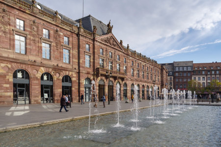 Strasbourg, France - October 25, 2021: The Place Kleber is central square of Strasbourg, surrounded by numerous palaces, important buildingsのeditorial素材
