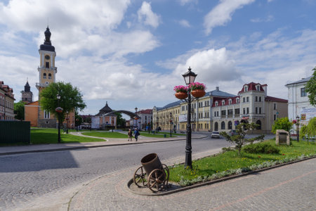 Kamyanets-Podilsky, Ukraine - May 17, 2021: Street view in Kamianets-Podilskyi old town, is capital city the historic region Podillya of west-central Ukraineのeditorial素材