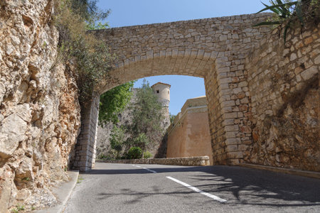 Villefranche-sur-Mer, France - May 12, 2022: St. Elme Citadel of Villefranche sur Mer, built in 1557 now houses the Town Hall, a convention center, museums and an open-air theaterのeditorial素材