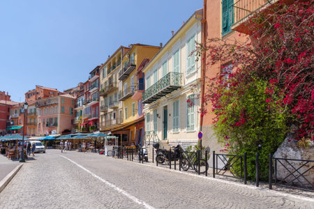 Villefranche-sur-Mer, France - May 12, 2022: Villefranche old town, Alpes-Maritimes, famous tourist destination in French Rivieraのeditorial素材
