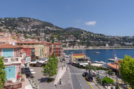 Villefranche-sur-Mer, France - May 12, 2022: Villefranche old town, Alpes-Maritimes, famous tourist destination in French Rivieraのeditorial素材