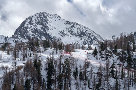 Scenic view of snowcapped mountains, Alpes Maritimes, Isola 2000 Ski resort, France