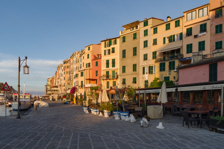 Portovenere, Italy - July 5, 2021: The old town and harbor of Porto Venere in morning. UNESCO world heritage site, Liguria region, Italyのeditorial素材