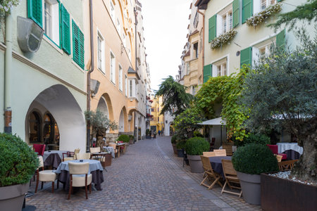 Brixen, Italy - October 30, 2022: Street view in Brixen old town, Autonomous Province of Bolzano, Trentino-South Tyrol, northern Italyのeditorial素材