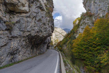 Mountain road in Ligurian Alps, Italyの写真素材