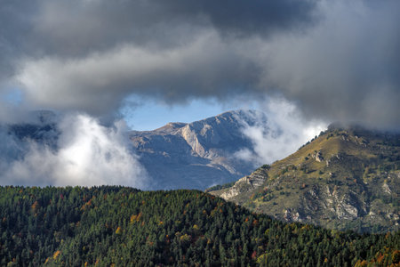 Landscape from Ligurian mountains part of Italian Alps, Piedmont region, Province of Cuneo,...