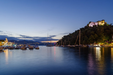 Portofino, Italy - July 3, 2023: Tigullio gulf, Portofino natural regional park, Ligurian Riviera, Italyのeditorial素材