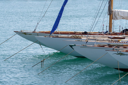 Sail boats the old style moored in the harbor