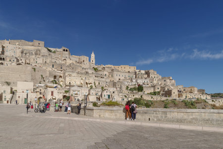 Matera, Italy - November 2, 2023: Matera old town, Sassi di Matera, Basilicata region, Italy. UNESCO...
