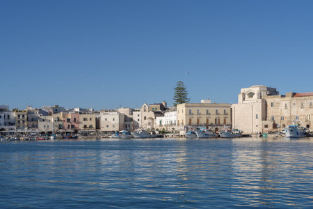 View over the Trani harbour, Apulia, Italyの写真素材