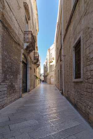 View of street in Trani old town, Apulia region, Italyの写真素材