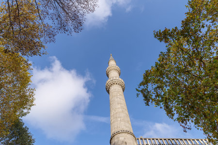 Minaret of Blue Mosque (Sultan Ahmed Mosque), Istanbul, Turkey