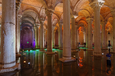 The Basilica Cistern underground in Istanbul, Turkeyの写真素材