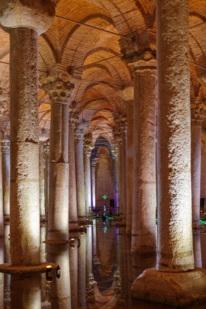 The Basilica Cistern underground in Istanbul, Turkeyの写真素材