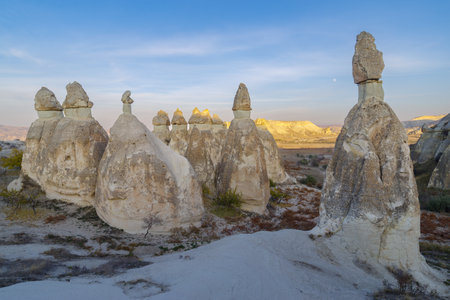 Turkey, Cappadocia. Group of fairy chimney rock formationsの写真素材