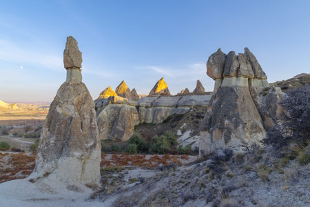 Turkey, Cappadocia. Group of fairy chimney rock formationsの写真素材