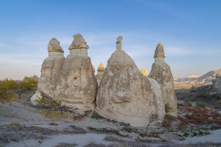 Turkey, Cappadocia. Group of fairy chimney rock formationsの写真素材
