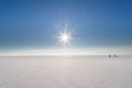 Salt lake named Lake Tuz is the second largest lake in Turkey and one of the largest hypersaline lakes in the worldの写真素材