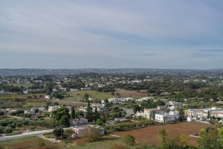 View of Cisternino and Itria valley, Southern Italian region of Pugliaの写真素材