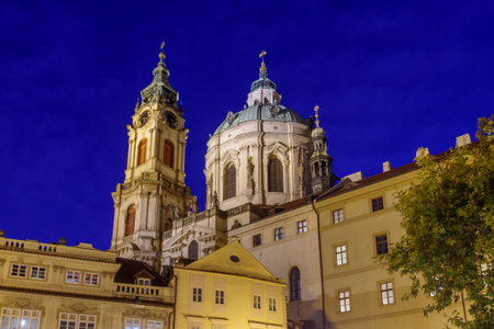 Prague, Czech Republic - 4 November 2025: Baroque church of Saint Nicholas in the Lesser Town (Mala Strana) of Pragueのeditorial素材
